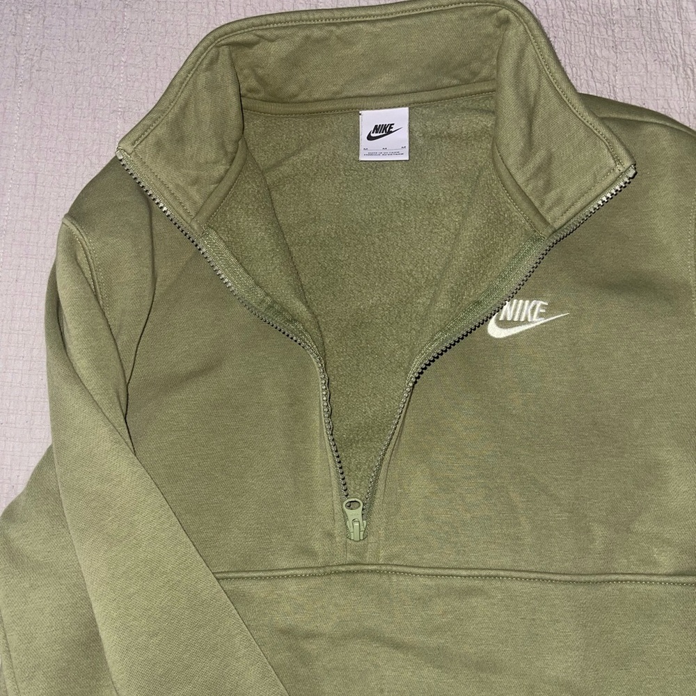 Nike Men's Sage Green Zip-Up Sweater